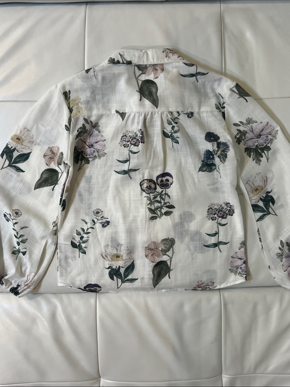 Floral Button-Up lantern sleeve Shirt & high waist Shorts Set Sz M - Picture 4 of 10